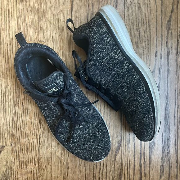 APL Techloom Pro Black and Metallic Gold Sneaker Size 7.5 Women's - Picture 1 of 10